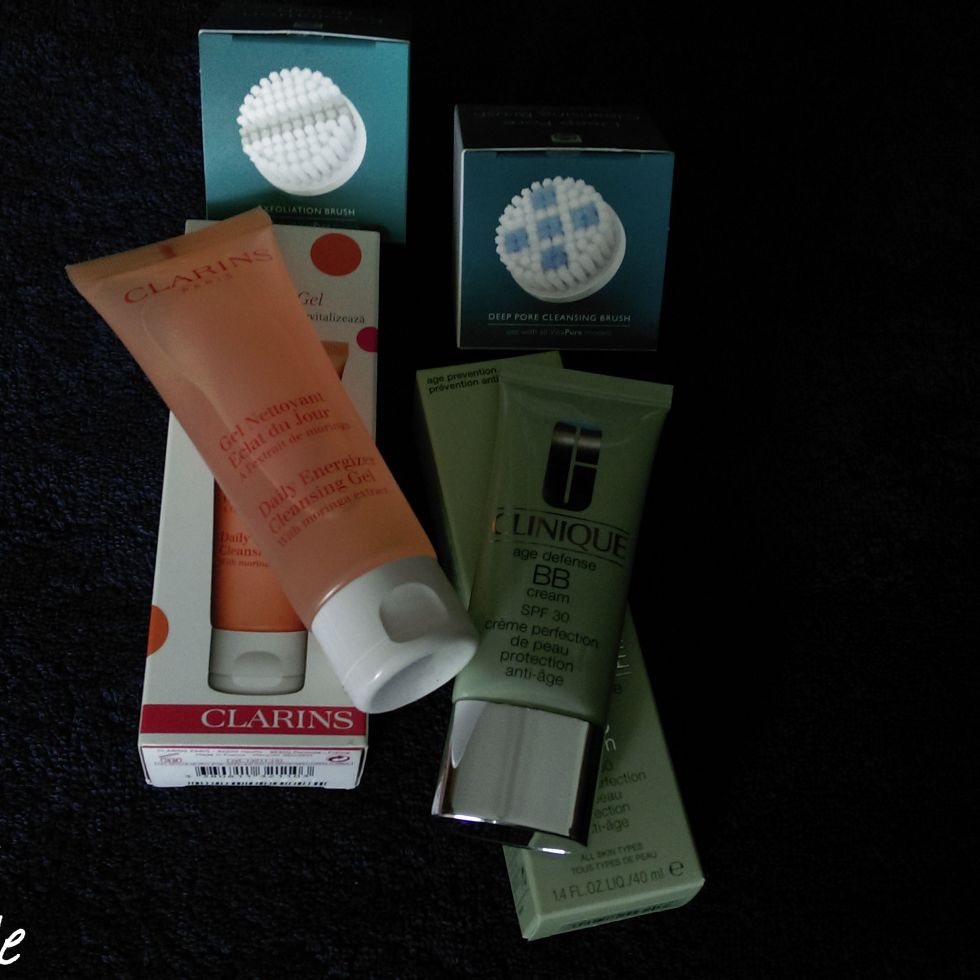 Skincare - Clarins Cleansing Gel, Clinique Age Defense BB cream, VisaPure cleansing brushes